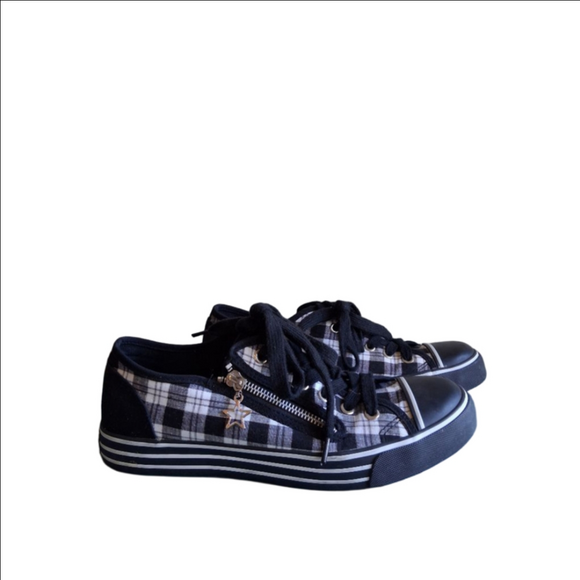 Women's Gotta Flurt Plaid Lenwood Sneakers 8.5 Black & White EUC - Picture 1 of 11